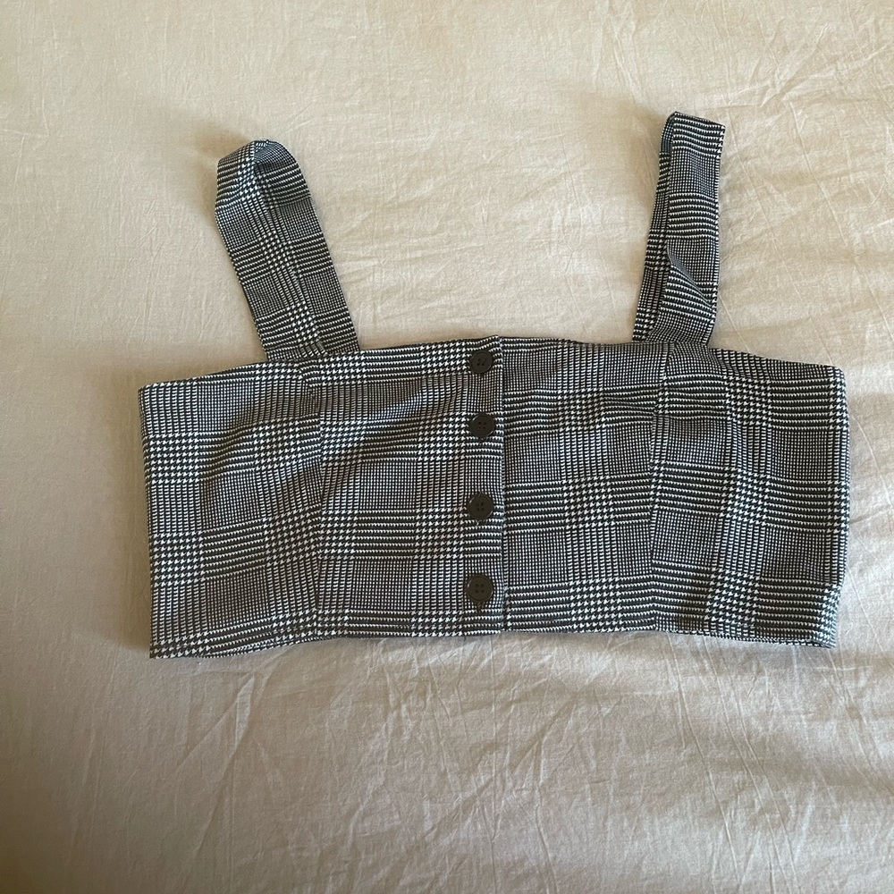 Reformation Checkered Cropped Button Front Tank - image 1